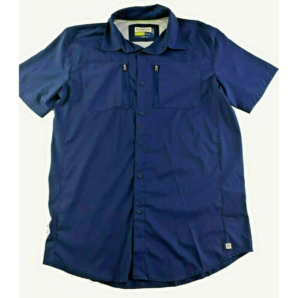 Magellan Small Adventure Gear Blue Navy Vented Fishing Outdoor Shirt Small S